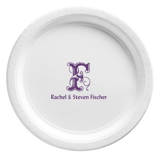 Pick Your Single Initial with Text Paper Plates